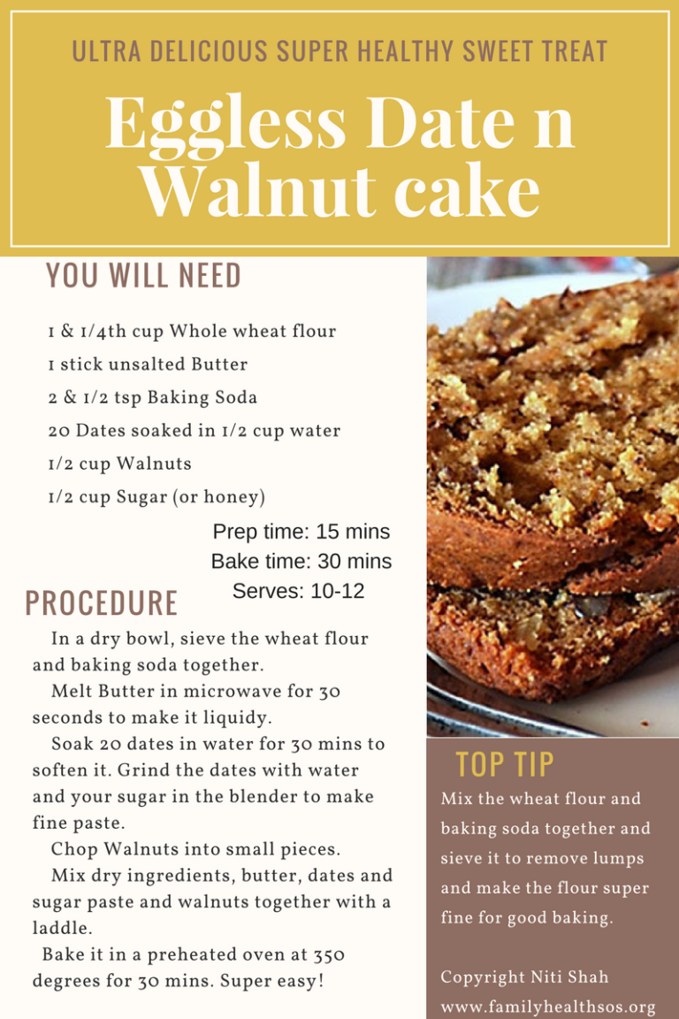 Tired of baking Chocolate and Vanilla cakes? Bake this guilt free Date n Walnut cake which is healthy yet delicious!